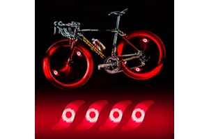 yifengshun Lot de 4 lumières de Roue de vélo Rouges imperméables Lampe LED Pneu de vélo avec 3 Modes de Clignotant pour vélo de Montagne vélo Adulte et Enfant