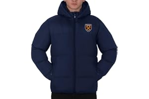 West Ham United FC Mens Quilted Jacket Hooded Winter Coat Adults Official Football Gift