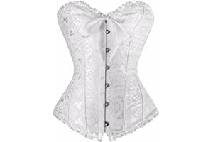 Dreamburn Bustiers Corsets Bridal Lingerie Lace up Satin Boned Corset Women's Gothic Corsets Cinchers Overbust Bodysuit