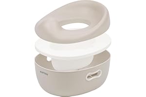 Nattou Pot 3en1 pour bébé, Pot + Tabouret + Siège de toilette pour enfants, Apprentissage facile de la propreté, Env. 34 cm, De 18 mois à 4 ans env., Care, ABS/EVA, Beige
