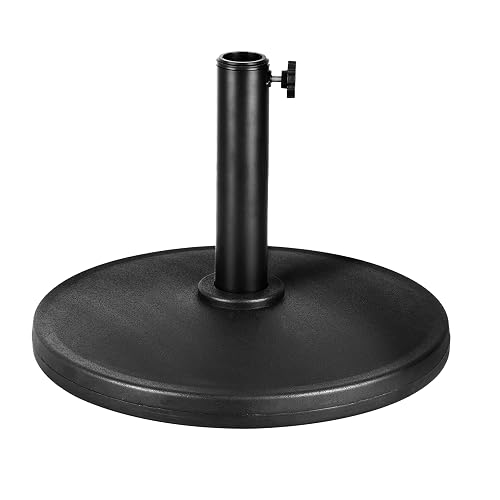 KEPLIN 12kg Cast Iron Effect Parasol Base – Heavy Duty Metal Garden Patio Furniture Stand for Umbrella, Canopy, Gazebo, Awning etc. – Diameter 45mm (12kg, Black (Plain))