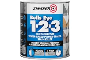 Zinsser Bulls Eye 1-2-3 Primer-Sealer & Stain Killer 500ml Ready Mixed Colour - Grey