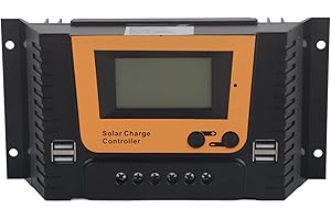 CUIFATI ContrôLeur de Solaire MPPT 30 A, RéGulateur Intelligent 12 V/24 V/36 V/48 V, Contrôle de, avec Double Port USB, Panneau NuméRique LCD pour Batterie