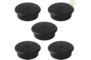 Haisheng 5PCS Pasacables Negro Pasacables Escritorio Pasacables Mesa Oficina Pasacables Mesa Pasacables Ordenador Tapa Pasacables Mesa Escritorio para Encastrar USB Alambre Muebles Mesa (70mm)