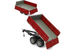 JAMARA 413108 - wywrotka do traktora RC 1:16 - zdalnie sterowane wgłębienie uchylne w górę/w dół, hak holowniczy z przodu, składane ściany pokładowe, czerwony