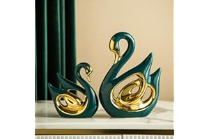 JXCBXJ Ceramic Statue,2 Pieces Swan Sculpture Decor,Creative Ceramic Decorative,Crafts Ornaments Home Decor,Memorial Gift for Parents, Suitable for Shelf, Bookself, TV Stand Decor.