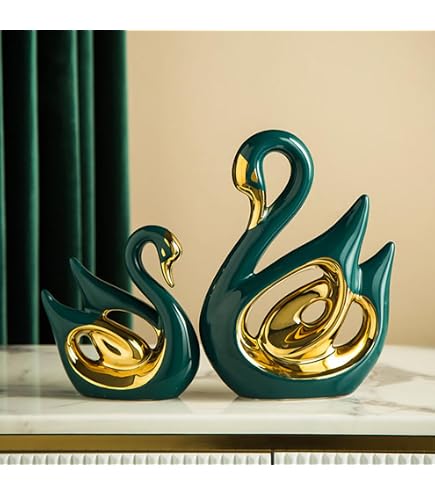 Statue Double Cœur En Céramique ODMYZG - 22cm - Décoration Maison Moderne - Idée Cadeau Romantique