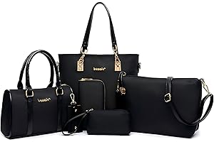 Lengender Femmes Mode 6Pcs Bag Set PU Cuir Sac Portés Main + Fourre-Tout + Sac à Bandoulière + Portefeuille + Titulaire de la Carte Pochettes