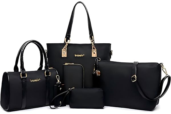 Lengender Mode 6 st väska set PU-läder handväska + toteväska axelväska plånbok + korthållare fickor