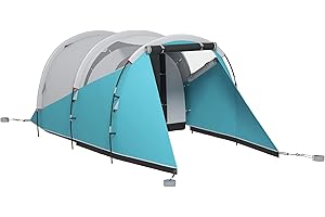Outsunny Tente de Camping familiale 4-5 Personnes, Tente Tunnel imperméable, 2 Portes + fenêtres, ventilée, Facile à Monter, 4,6 x 2,6 x 1,9 m, Bleu