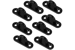 HOOPOE Ganchos de Techo,Placa de Ojo de Acero Inoxidable Negro,8 Piezas Almohadilla Ovalada Gancho de Anillo para Sillas Colgantes Toldos Accesorios para Barcos