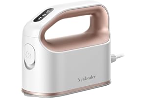 Newbealer Fer à Repasser Vapeur, Petit Fer à Rapsser avec Vapeur Turbo Continue, 45 s Chauffage Rapide, Repassage Horizontal et Vertical, Arrêt Automatique, Portable et Compact pour Voyage, Blanc