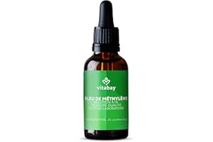 Vitabay Bleu de Methylene 100 ml - 1% Pure Qualité Pharmaceutique - 2600 Gouttes Haute Dosage Vegan et sans Additif - Solution de Bleu de Méthylène Pure à 99.8% - Vérifié en Laboratoire