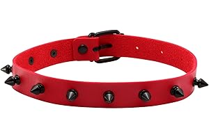 MILAKOO Femmes Hommes Cool Punk Goth Métal Spike Clouté PU Collier en Cuir Noir Collier Ras du Cou