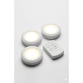 Kablosuz LED Spot Lamba Seti, Uzaktan Kumandalı, 3'l&uuml; Paket, Pilli, Yapışkan Bantlı, Zamanlayıcılı, Dolaplar ve Raflar i&ccedil;in
