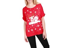 Fashion Star Women Santa Gifts Snowflakes Xmas Baggy T Shirt