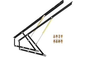 Happybuy Bett Lift Springaufbeschlag Bett 120 cm Lang, Schwarz Hydraulische Bett Lift up Scharnier 60 kg Ladekapazität für Schlafsofas oder Betten mit einer Größe von 1,5 x 1,8 m, B120