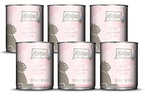 MjAMjAM - Premium Nassfutter für Katzen - Kitten saftiges Hühnchen mit Lachsöl, 6er Pack (6 x 800 g), getreidefrei mit extra viel Fleisch