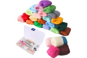 EMMEXX ZUKEY Needle Felting Kit for Beginner, 36 Colors Wool Roving,Wool Felting Tool Kit with Felting Needles, Foam Mat,