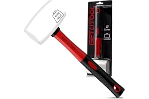 GETLITOOL Martillo de Goma Mazo de goma 450g Blanca ⌀55mm Maza de Caucho Natural Estireno-butadieno de Fibra de Vidrio Antideslizante Amortiguador para Paredes, Suelos, Baldosas