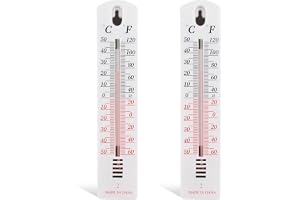 2Pcs Wall Thermometer, Outdoor Thermometer Read Accurate Celsius and Fahrenheit Large Wall Mounted Room Temperature Monitor E
