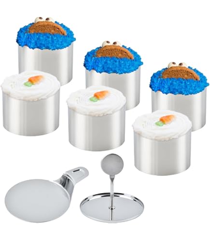Set 6 Anelli Tondo Acciaio Inox Per Dolci - Con Pressa E Base Per Cheesecake E Mousse - Foto 7