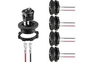 RUNCCI-YUN 5Pcs Interruptor Basculante Redondo, Interruptores de botón 12v, 2 Pines On-off interruptor con Carcasa Para Automóviles, Embarcaciones, Electrodomésticos, 6A / 250v, 10A / 125V
