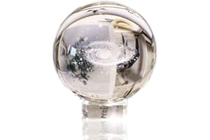 H&D HYALINE & DORA 80MM Galaxy Kristallkugel Glas Kugel Display Kugel Briefbeschwerer Heilmeditation Ball mit Klarer Stand für kreatives Geschenk