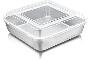 Teglia per torte, casseruola quadrata Joyfair con coperchio, teglia quadrata per brownie in acciaio inossidabile, perfetta per lasagne/brownie/torte, sana e resistente, lavabile in lavastoviglie
