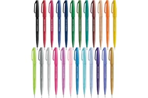 Pentel Brush Sign Pen SES15C - Brush Nib - Fibre Tip - Full Range Set - 24 Pens