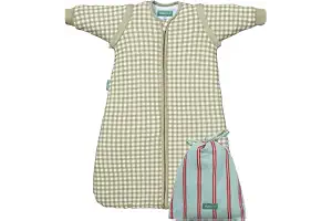 molis&co - Saco de Dormir para bebé 2.5 TOG con Mangas Desmontables - (0-6 Meses) - Ideal para Invierno - 100% algodón (Oeko-Tex 100) - Mint Tea