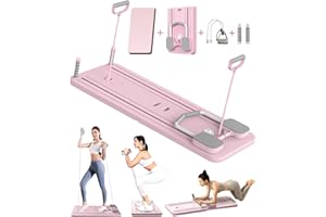 Giabuao Tabla de Pilates, Plegable, Multifunción, con Rodillo de Abdominales con Soporte para Codo, Máquina de Ejercicio Abdominal, Rebote Automático y Cuerda de Tensión para Gimnasio en Casa