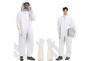 ACLUYSKA Bienenanzug für Männer und Frauen, stichfest, Polycotton-Imkeranzug, Imkerkostüm und mit Handschuhen(S)