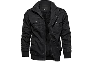 TACVASEN Herren Fleecejacke Warme Jacke Winter Thermojacke Gefüttert Übergangsjacke Militär Feldjacke Cargojacke mit Taschen