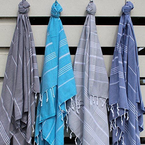 ANATURE Playa Hamamtuch - Turquoise Blue - 100% Baumwolle – OEKO-TEX Standard 100 Certificat - Prewashed – super sanft – direkte Nutzung – Hamamtuch – Badetuch – Handtuch Backpacker – Strandtuch – Saunatuch – Babytuch – Turkish Towel – Pestemal – Fouta