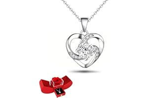 Admygo Red Rose Heart Pendant Necklace Gift Elegant Lady's Red Set, Valentine's Day Present for Mom, Grandma, Girlfriend, and Wife