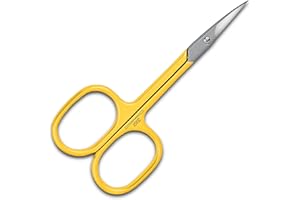 2EASY - Forbici professionali per unghie in Acciaio Inox con estremità curva - ideale per le unghie di mani e piedi, peli superflui e cuticole - estremità ricurva - forbicine extra affilate (Giallo)