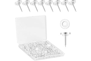 iJiGui 150 Piezas Chinchetas Transparente, Chinchetas para Mapas, Pines de Empuje, para Tablero Corcho Anuncios Oficina Suministros Escolares, con Caja Transparente Cabezas de Plástico