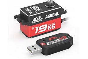 AGFRC 19KG Low-Profile High-Torque Programmable-Digital-Servo - Full Metal Gear CNC Case Brushless Servo for 1/10 RC Models, Control Angle 180° (A50BHL&AGF-SPV3)
