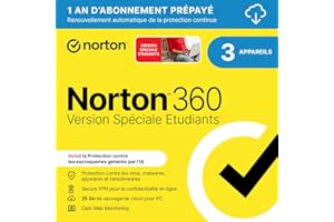 Norton 360 Deluxe 2026 |3 Appareils | 1 An avec Renouvellement Automatique | Téléchargement