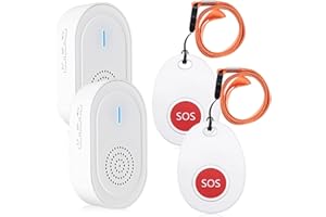 ChunHee Wireless Pulsante Chiamata Emergenza/Ricevitore Chargable Portatile/Allarme Sicurezza Cercapersone/Sistema Assistenza per Anziani Pazienti Bambini