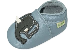 SAYOYO Krabbelschuhe Babyschuhe Lauflernschuhe Weiche Lederpuschen Mokassins mit Wildledersohlen für Baby Jungen Mädchen Elastischer Knöchel Rutschfeste Hausschuhe 0-3 Jahre