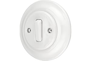 ADAKAT Podtynkowa porcelana retro, przełącznik, przełącznik zmienny, All-in-One, seria PR1, biały