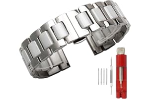 KAI TIAN Dwukolorowy pasek do zegarka ze stali nierdzewnej i ceramiki, wszystkie ogniwa są zdejmowane, zapasowy pasek z narzędziami 14/16 / 18/20 / 22 mm