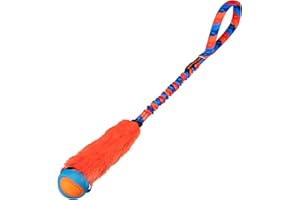 Tug-E-Nuff Fauxtastic PowerBall Bungee Tug (Orange Pattern), Durable Fetch & Tug of War Faux Fur Tough Dog Toys with Rubber Ball, Interactive Dog Toys for Training Small, Medium, Large Dogs, 63 cm