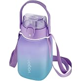 Vagonlife 1100ml &Ccedil;ocuk ASKILI Pipetli/Pipetsiz Kullanım &Ccedil;ift Renk SoftTouch Motivasyon Matarası &Ccedil;ıkartma Hediyeli