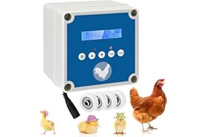 WISBECOST Puerta de gallinero automática, abridor de Puerta de gallinero con Temporizador de Sensor de luz, Funcionamiento de Red o batería o energía Solar(Fuerza de tracción máxima de 4 kg)