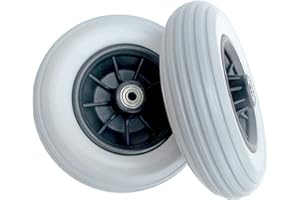 OXFUZZ 1 Paar Rollstuhlräder Vordere kleine Räder Verschleißfester Vollreifen 20 cm (8 Zoll),Für den Ersatz von Rollstuhl Gehhilfe Grau