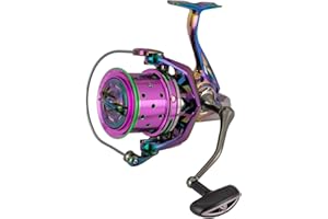 Diwa Spinning Fishing Reels 70 LBS MAX Drag Power Cojinete de Acero Inoxidable Cuerpo de Metal 8000 10000 12000 Carrete Agua Dulce Agua Salada Big-Game Surf Carrete Giratorio Ultra Suave