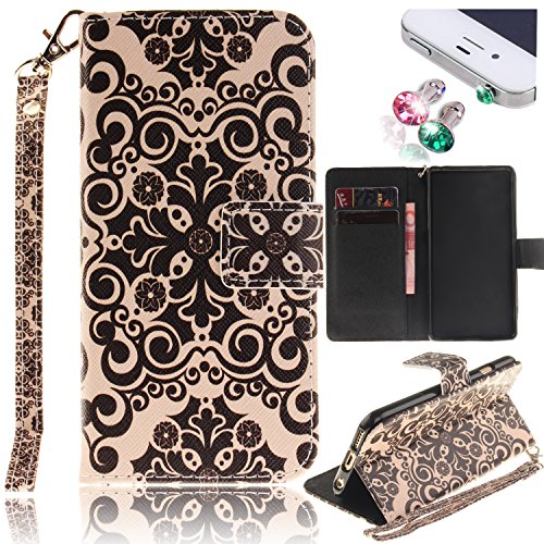 Pershoo Flip Cover Case For LG G5, Note Book Style Wallet Leather Colorful Painting Design Magnetic Closure Stand Credit Card Slot Kickstand Case Cover Practical Durable + Strap Lanyard + 2x Bling Glitter Diamond Crystal Dust Plugs